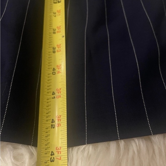 Ralph Lauren Collection Pinstripe Midi Day Dress Tie Neck Button Collar Navy 12 - Picture 8 of 12